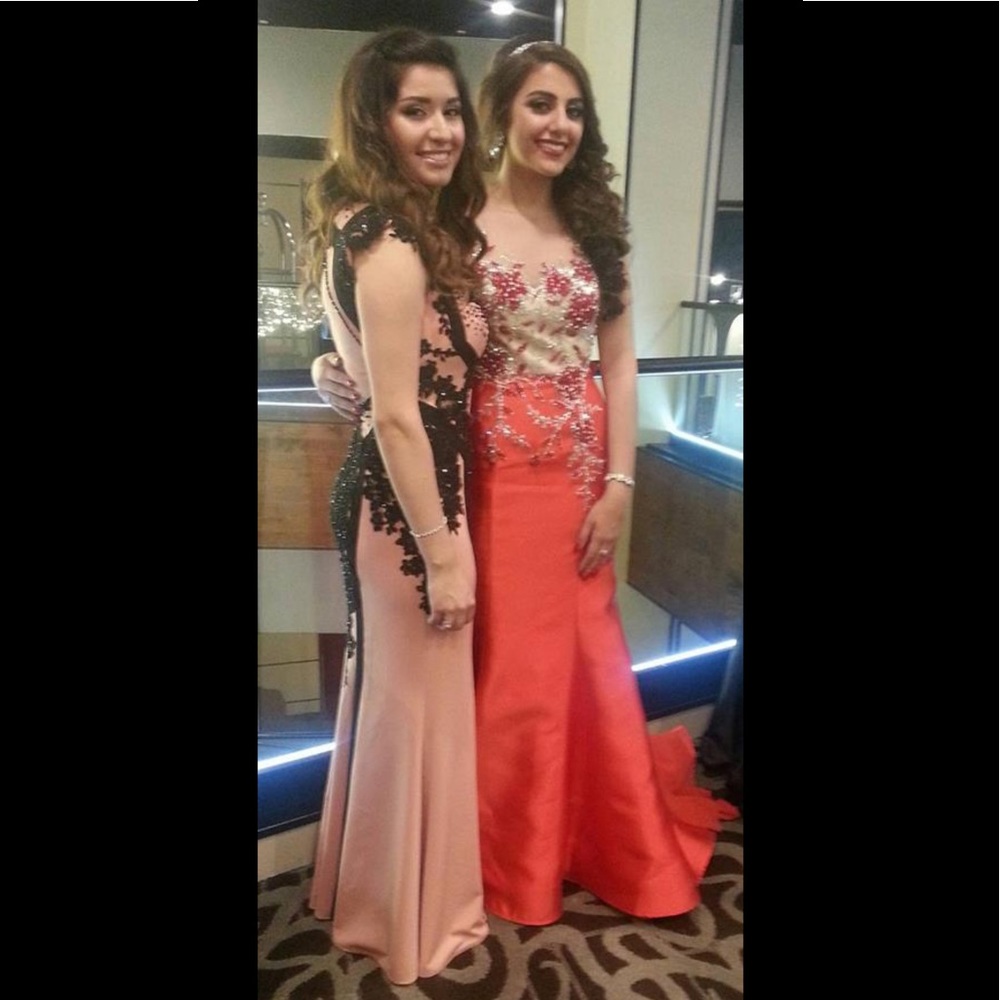 Peach evening gown